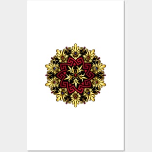 Gold Greek ornament Meander Posters and Art